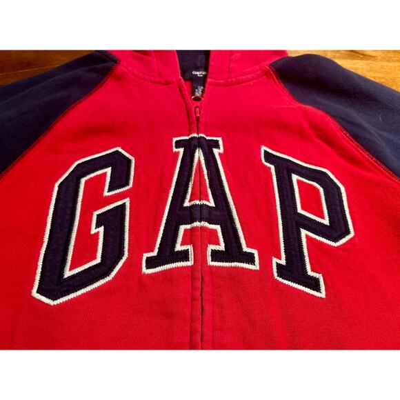 GAP Kids Logo Hoodie XL Boys Red Blue Full Zip A-0039 - Picture 3 of 11